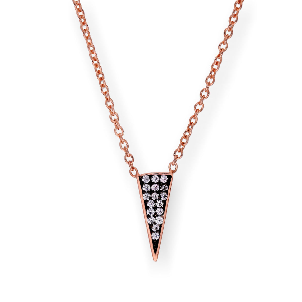 Collier triangulaire en argent sterling plaqué or rose et cristal CZ, 40 cm