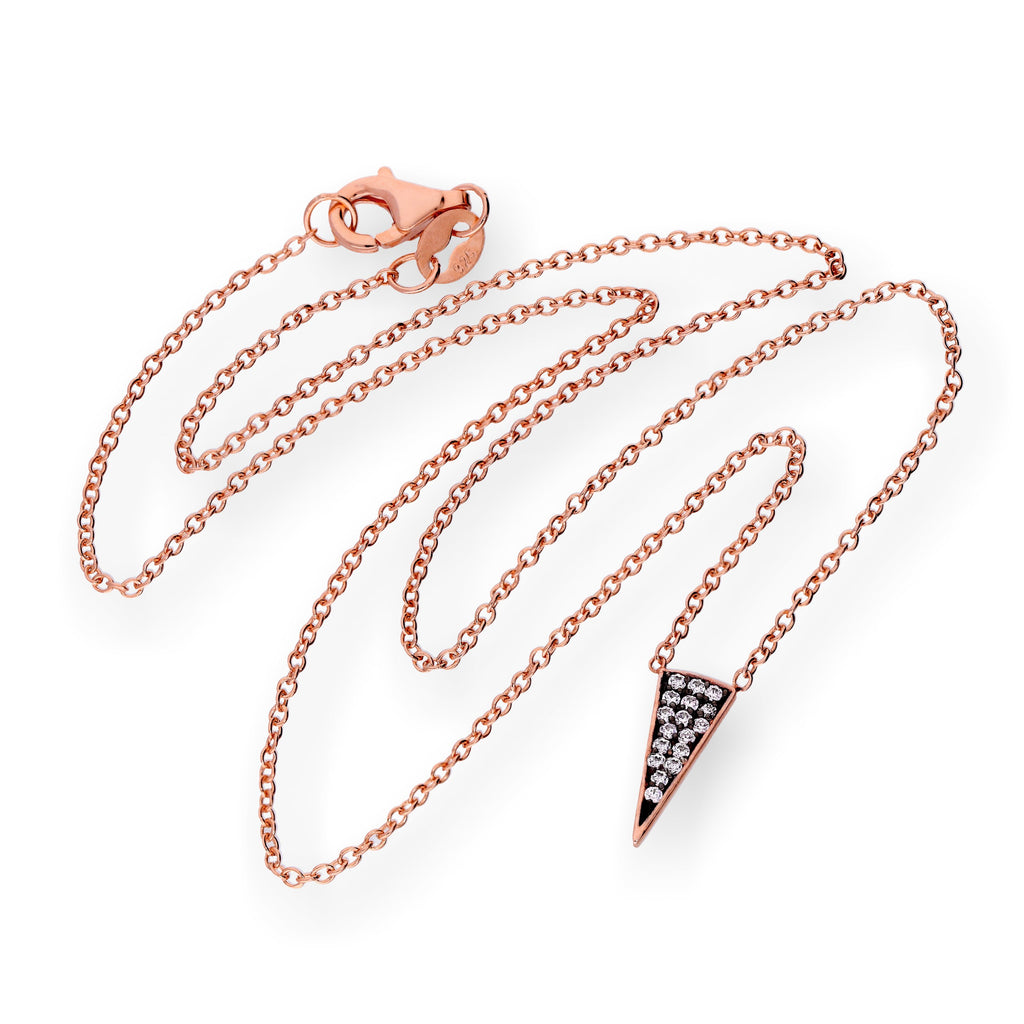 Collier triangulaire en argent sterling plaqué or rose et cristal CZ, 40 cm