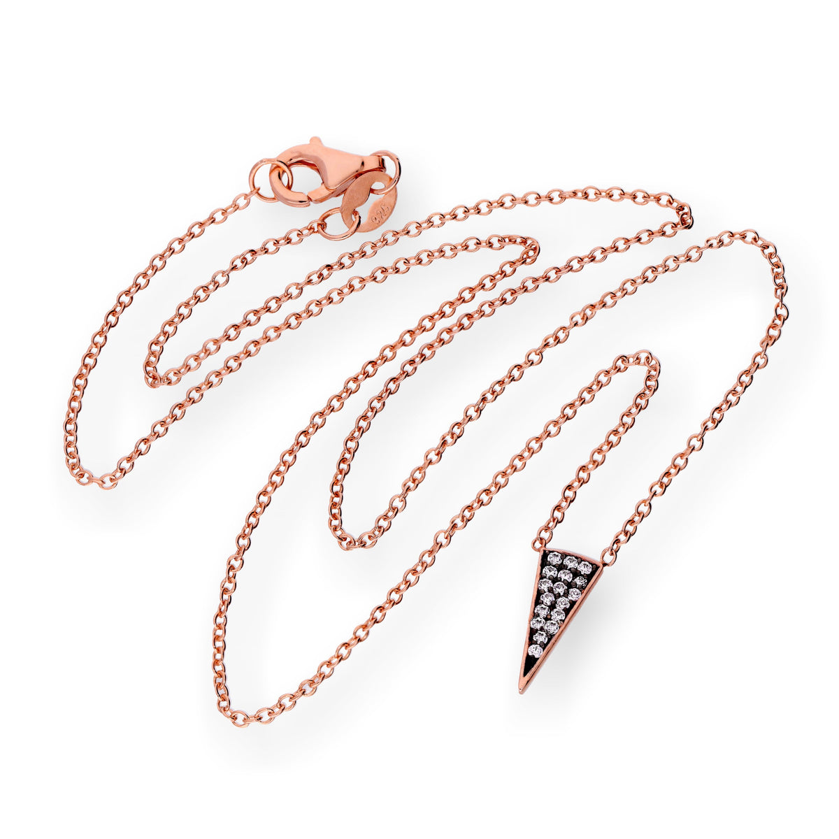 Collier triangulaire en argent sterling plaqué or rose et cristal CZ, 40 cm