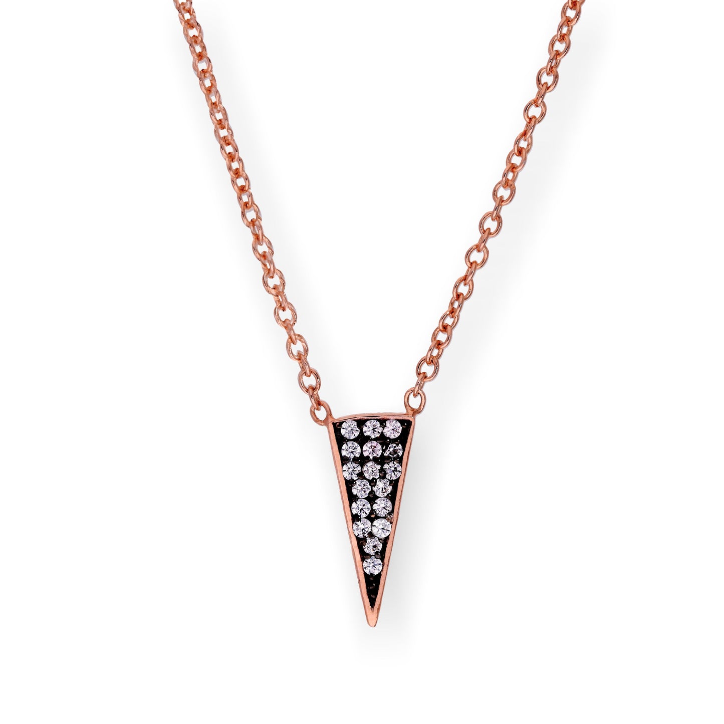 Collier triangulaire en argent sterling plaqué or rose et cristal CZ, 40 cm
