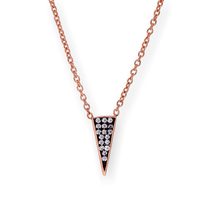 Collier triangulaire en argent sterling plaqué or rose et cristal CZ, 40 cm