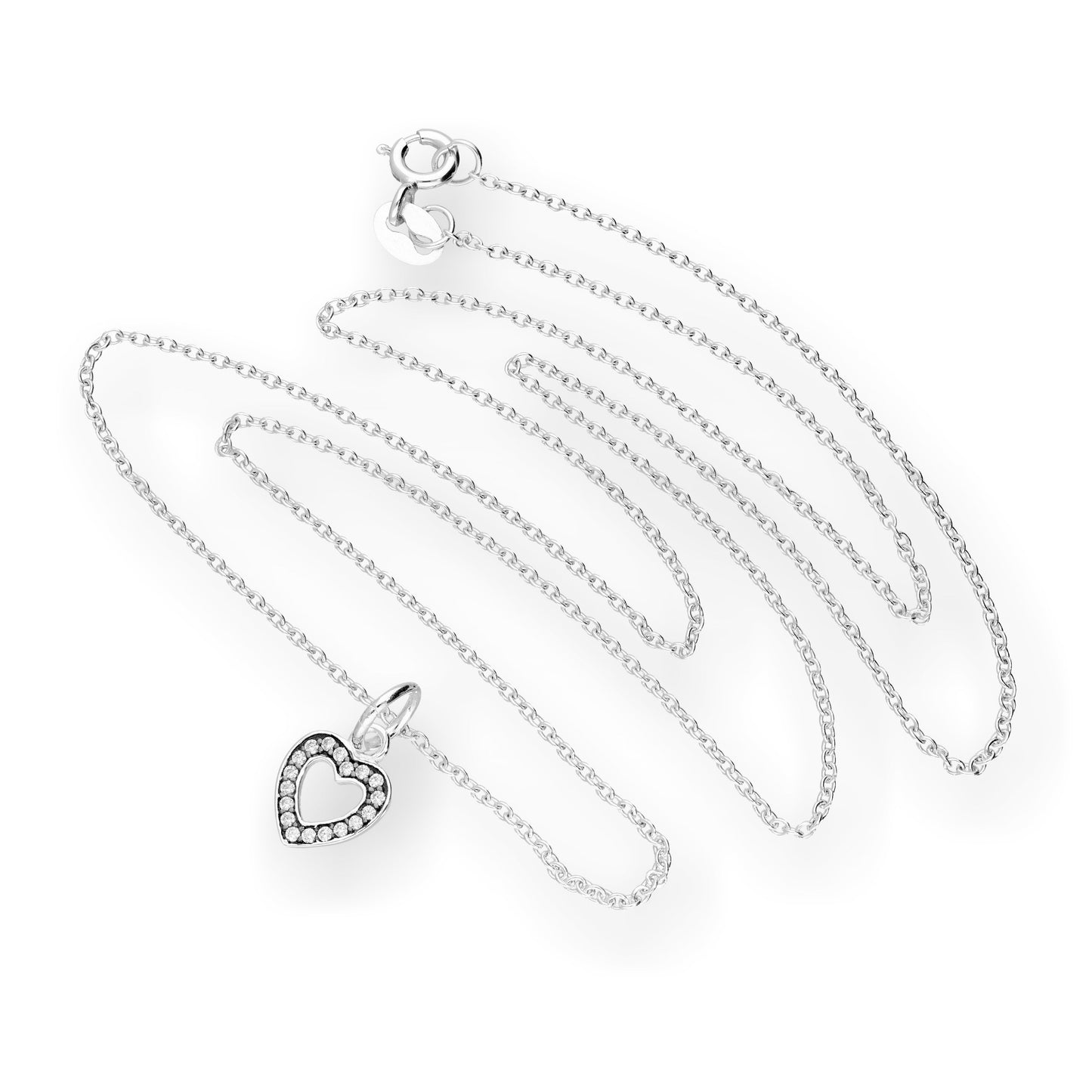 Pendentif cœur en argent sterling et cristal CZ avec collier en rhodium noir 40 à 55 cm