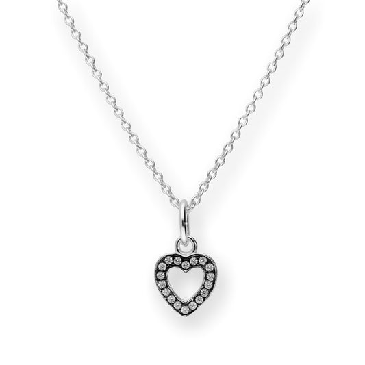 Pendentif cœur en argent sterling et cristal CZ avec collier en rhodium noir 40 à 55 cm