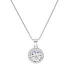 Collier avec pendentif en argent sterling et grandes perles rondes en oxyde de zirconium transparent, 40 à 55 cm