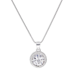Collier avec pendentif en argent sterling et grandes perles rondes en oxyde de zirconium transparent, 40 à 55 cm