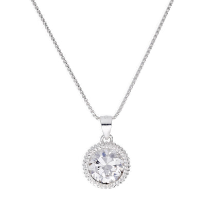 Collier avec pendentif en argent sterling et grandes perles rondes en oxyde de zirconium transparent, 40 à 55 cm