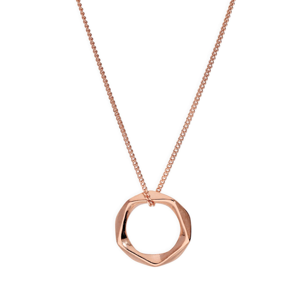 Collier pendentif pentagone en argent sterling plaqué or rose de 40 à 55 cm
