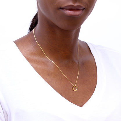 Collier pendentif pentagone en argent sterling plaqué or 40 à 55 cm