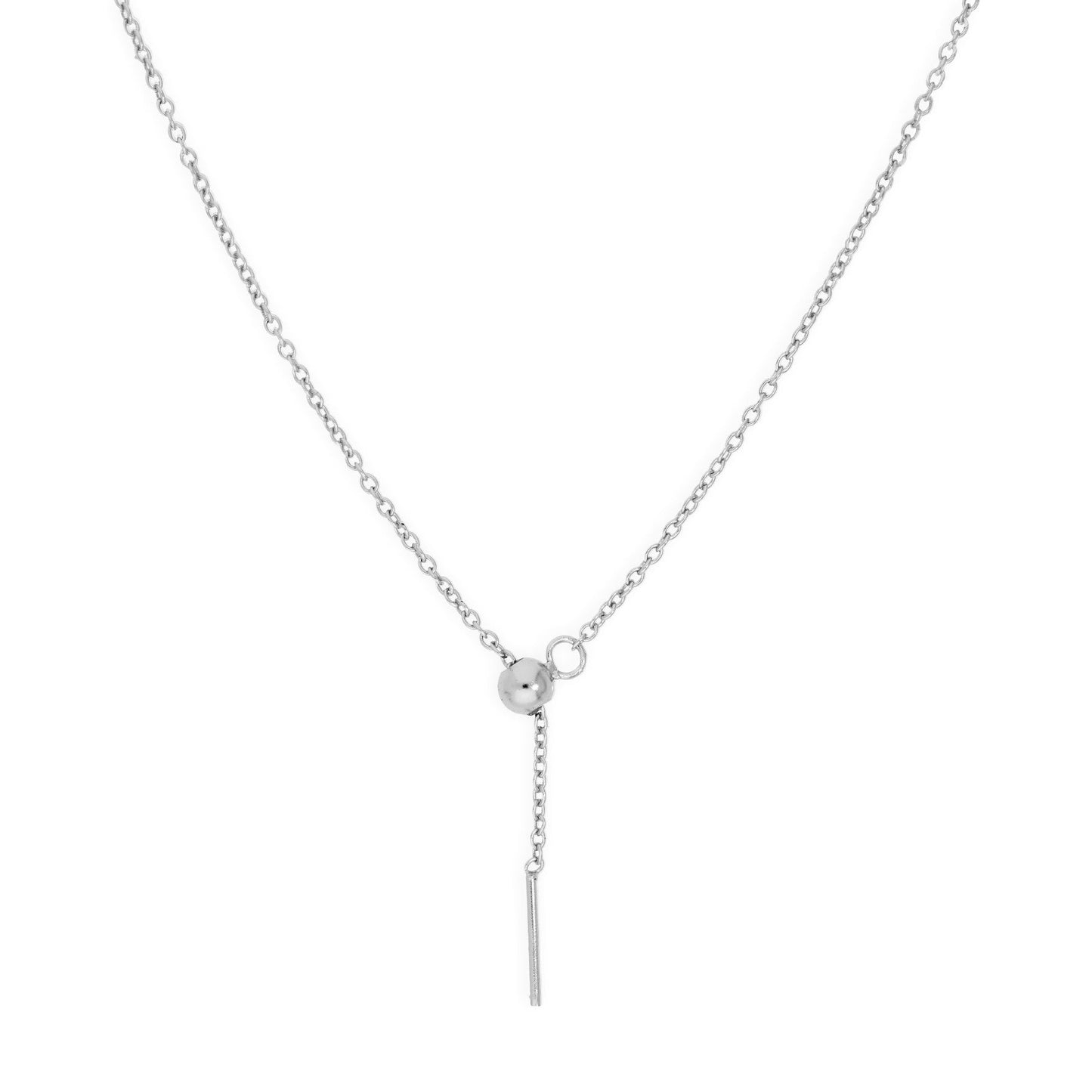 Collier ras du cou réglable en argent sterling avec chaîne Belcher de 50 cm et fermoir coulissant à perles