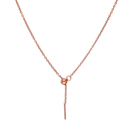 Collier ras du cou réglable en argent sterling plaqué or rose, chaîne Belcher de 50 cm, avec fermoir coulissant à perles