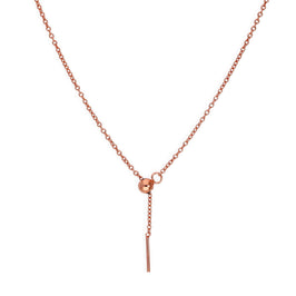Collier ras du cou réglable en argent sterling plaqué or rose, chaîne Belcher de 50 cm, avec fermoir coulissant à perles