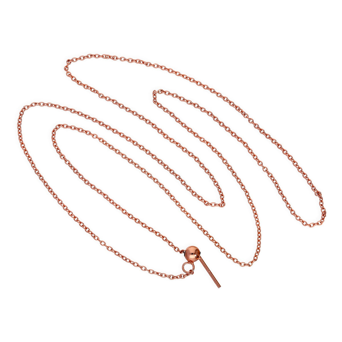 Collier ras du cou réglable en argent sterling plaqué or rose, chaîne Belcher de 50 cm, avec fermoir coulissant à perles