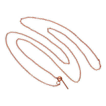 Collier ras du cou réglable en argent sterling plaqué or rose, chaîne Belcher de 50 cm, avec fermoir coulissant à perles