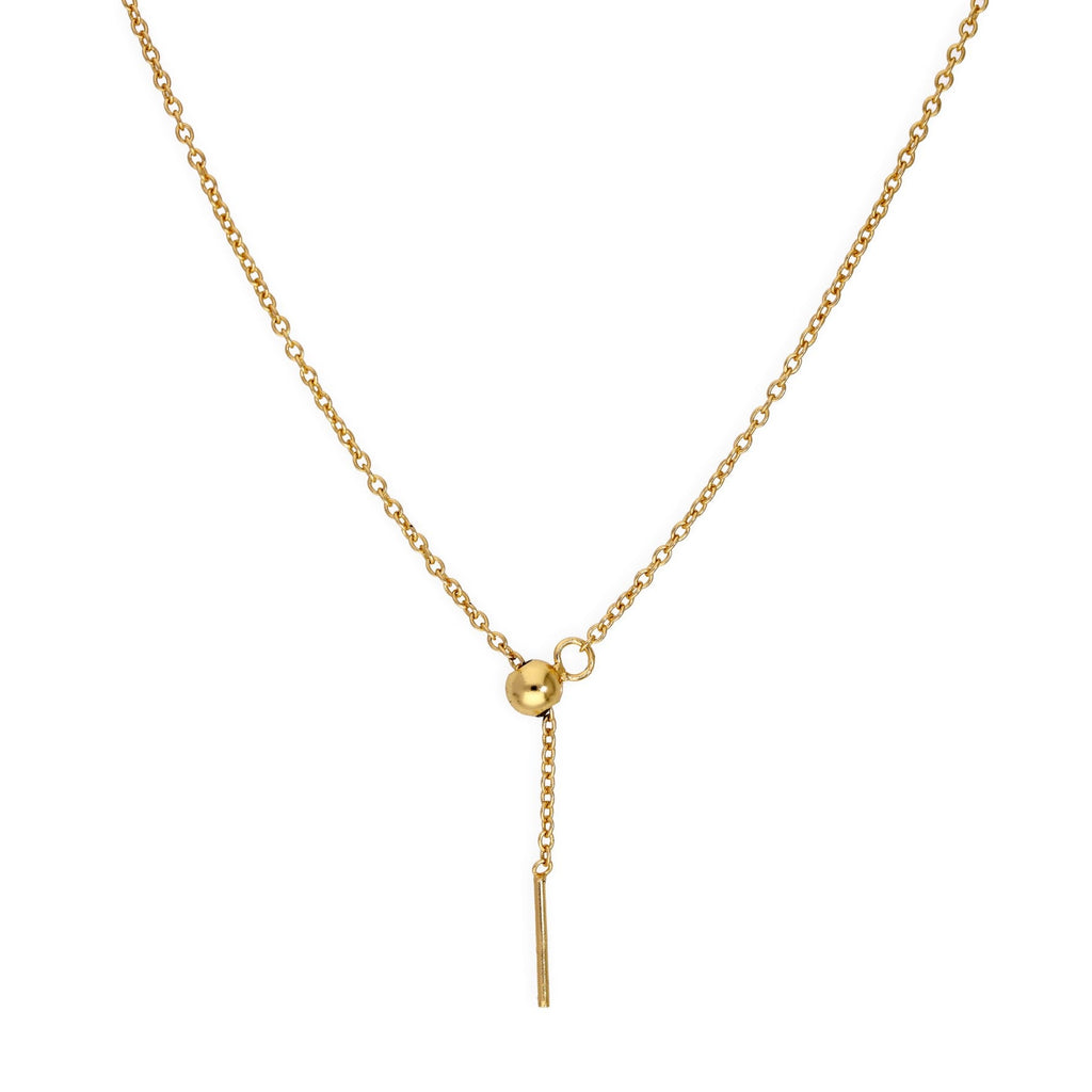 Collier ras du cou réglable en argent sterling plaqué or avec chaîne Belcher de 50 cm et fermoir coulissant à perles