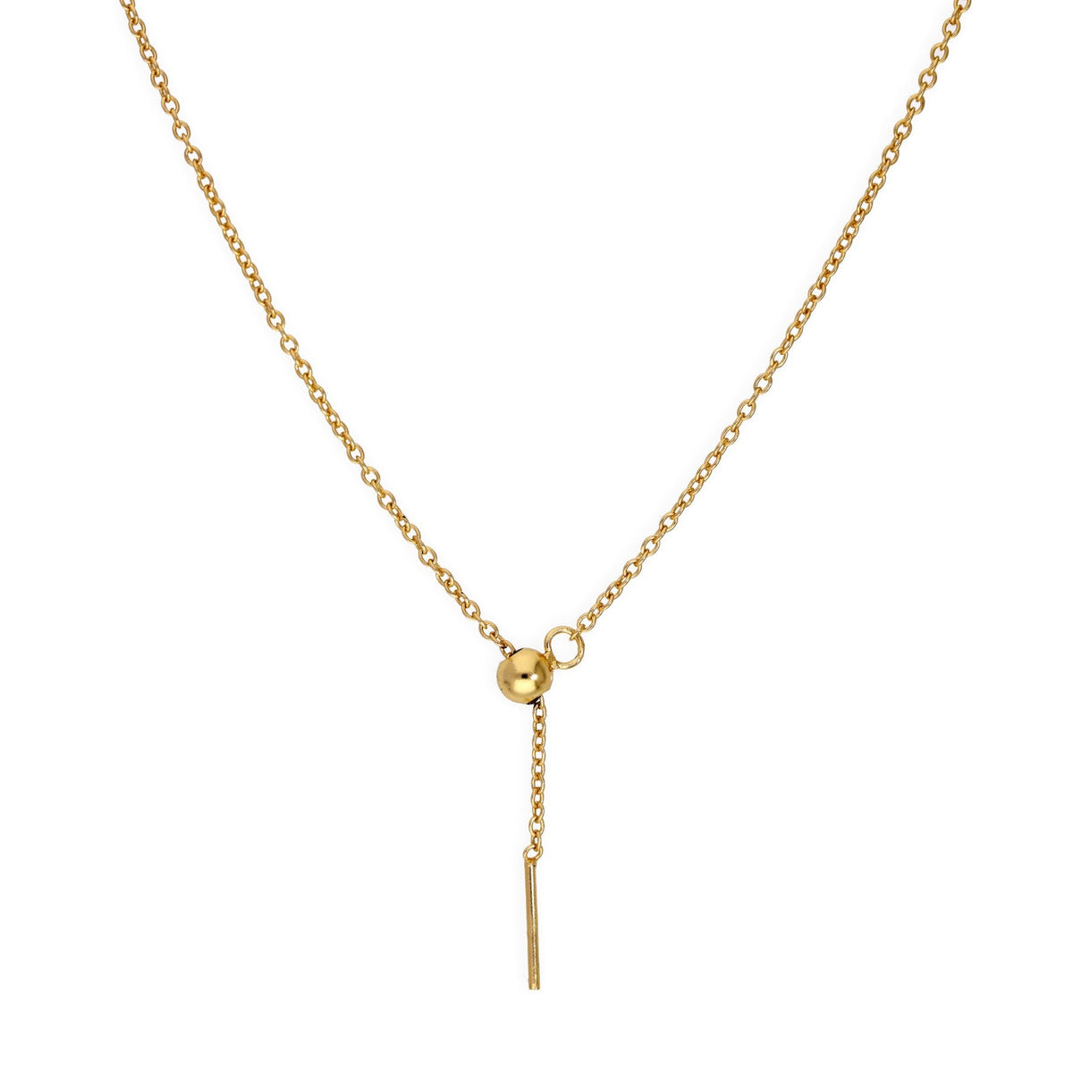 Collier ras du cou réglable en argent sterling plaqué or avec chaîne Belcher de 50 cm et fermoir coulissant à perles
