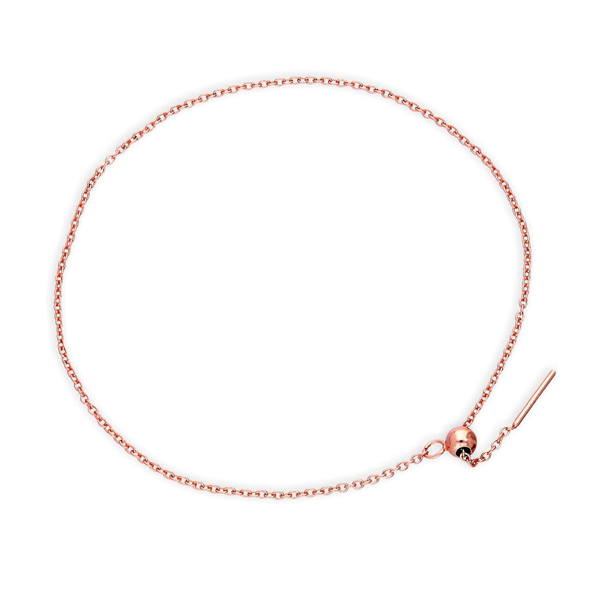 Bracelet chaîne Belcher en argent sterling plaqué or rose de 18 cm avec fermoir coulissant à perles