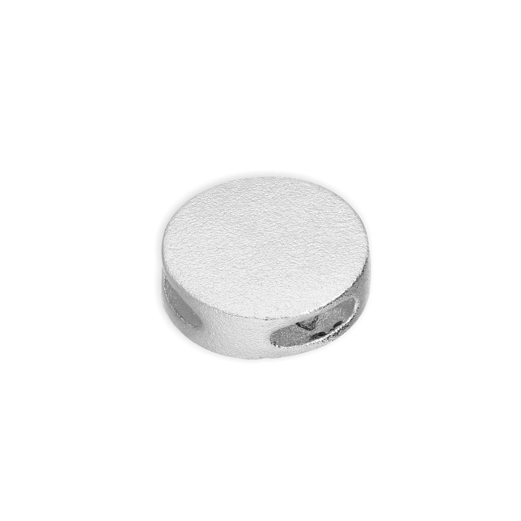 Perle ronde plate givrée en argent sterling de 9 mm