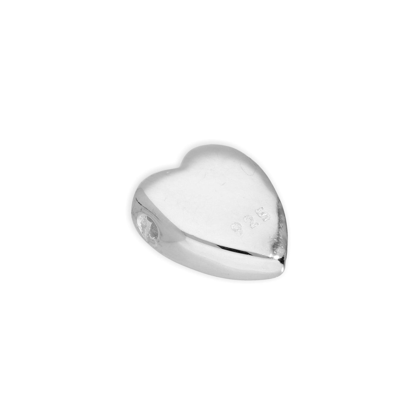 Perle fine et plate en forme de cœur polie en argent sterling de 6 mm