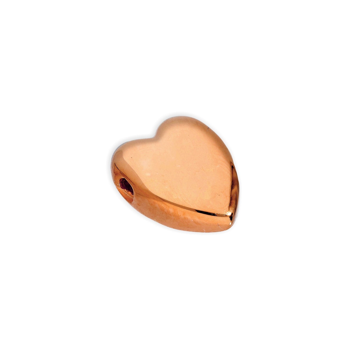 Perle fine et plate en forme de cœur en argent sterling plaqué or rose de 6 mm