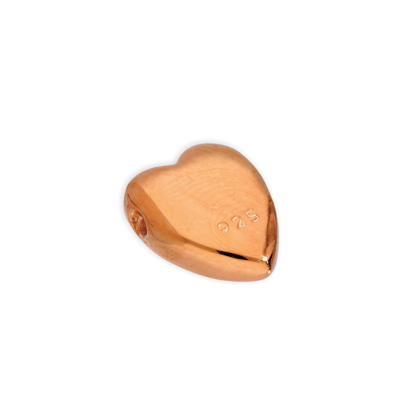 Perle fine et plate en forme de cœur en argent sterling plaqué or rose de 6 mm