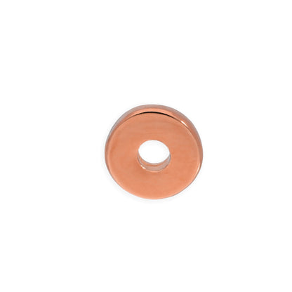 Perle de bague ronde et plate en argent sterling plaqué or rose de 1 mm, polie et unie