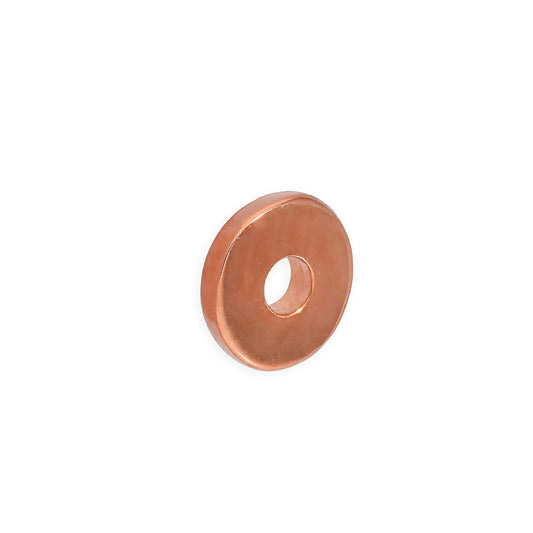 Perle de bague ronde et plate en argent sterling plaqué or rose de 1 mm, polie et unie