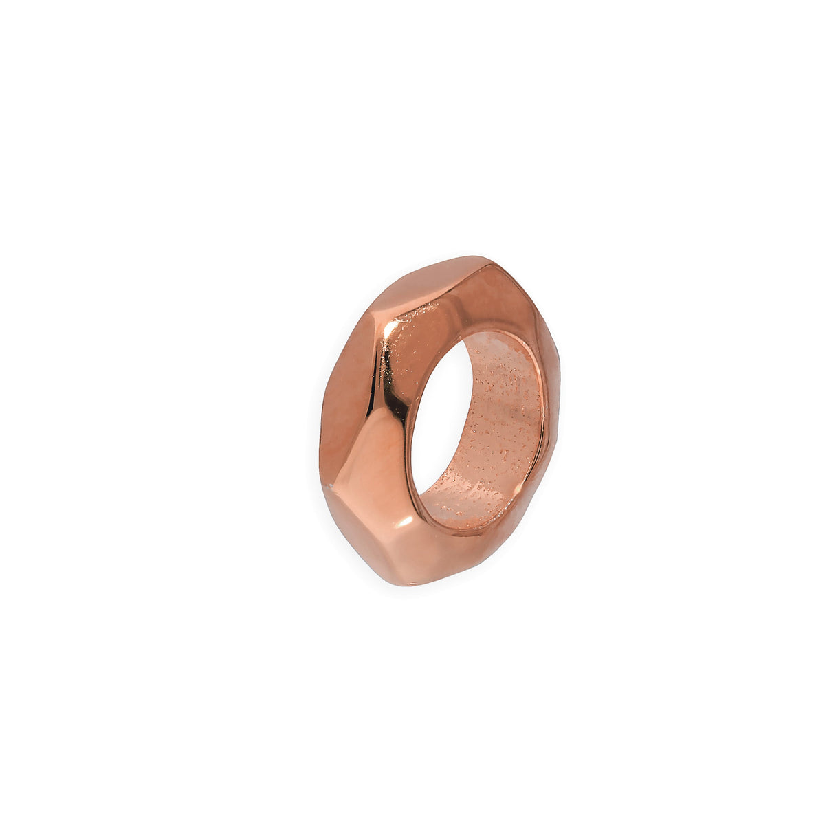 Perle de bague hexagonale polie de 2 mm en argent sterling plaqué or rose