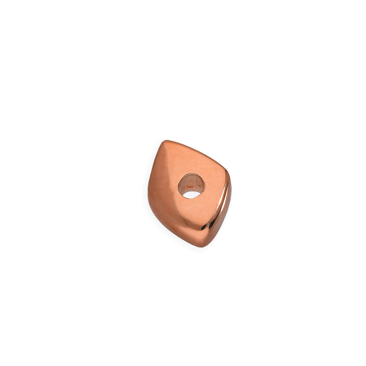 Petite perle fine en argent sterling plaqué or rose de 2 mm, polie au diamant