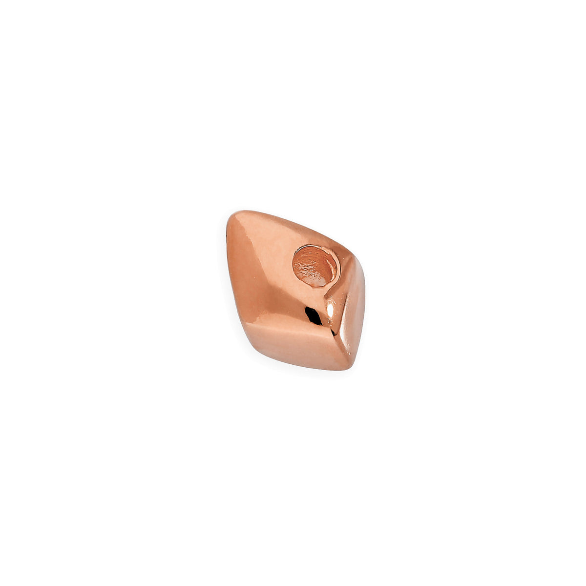 Petite perle pépite épaisse en argent sterling plaqué or rose de 4 mm, polie au diamant