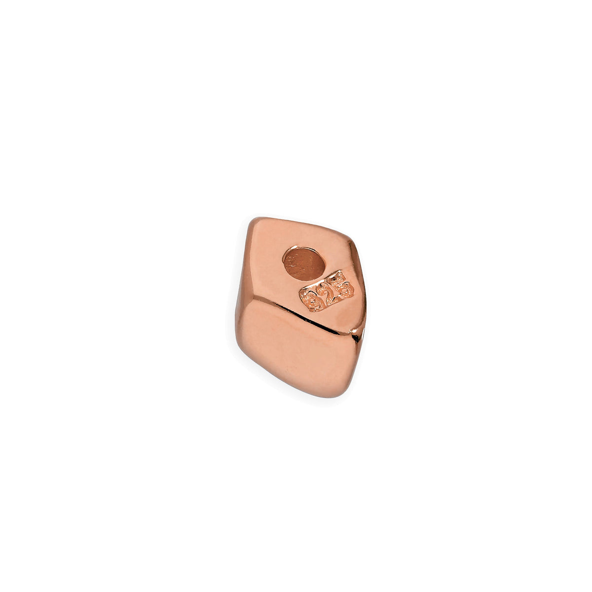 Petite perle pépite épaisse en argent sterling plaqué or rose de 4 mm, polie au diamant