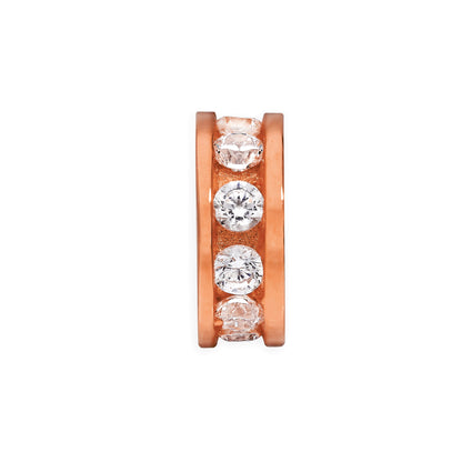 Bague en argent sterling plaqué or rose, perle ronde de 3 mm sertie d'oxydes de zirconium transparents
