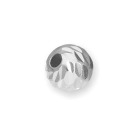 Perle ronde à facettes en argent sterling de 6 mm avec diamant