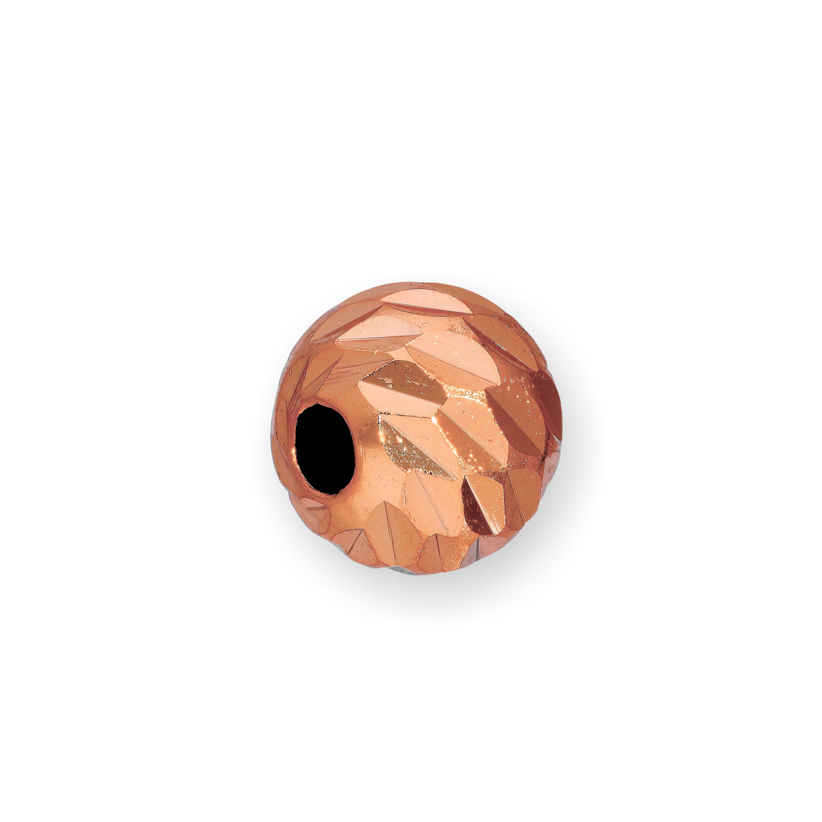 Perle ronde à facettes en argent sterling plaqué or rose de 6 mm avec diamant