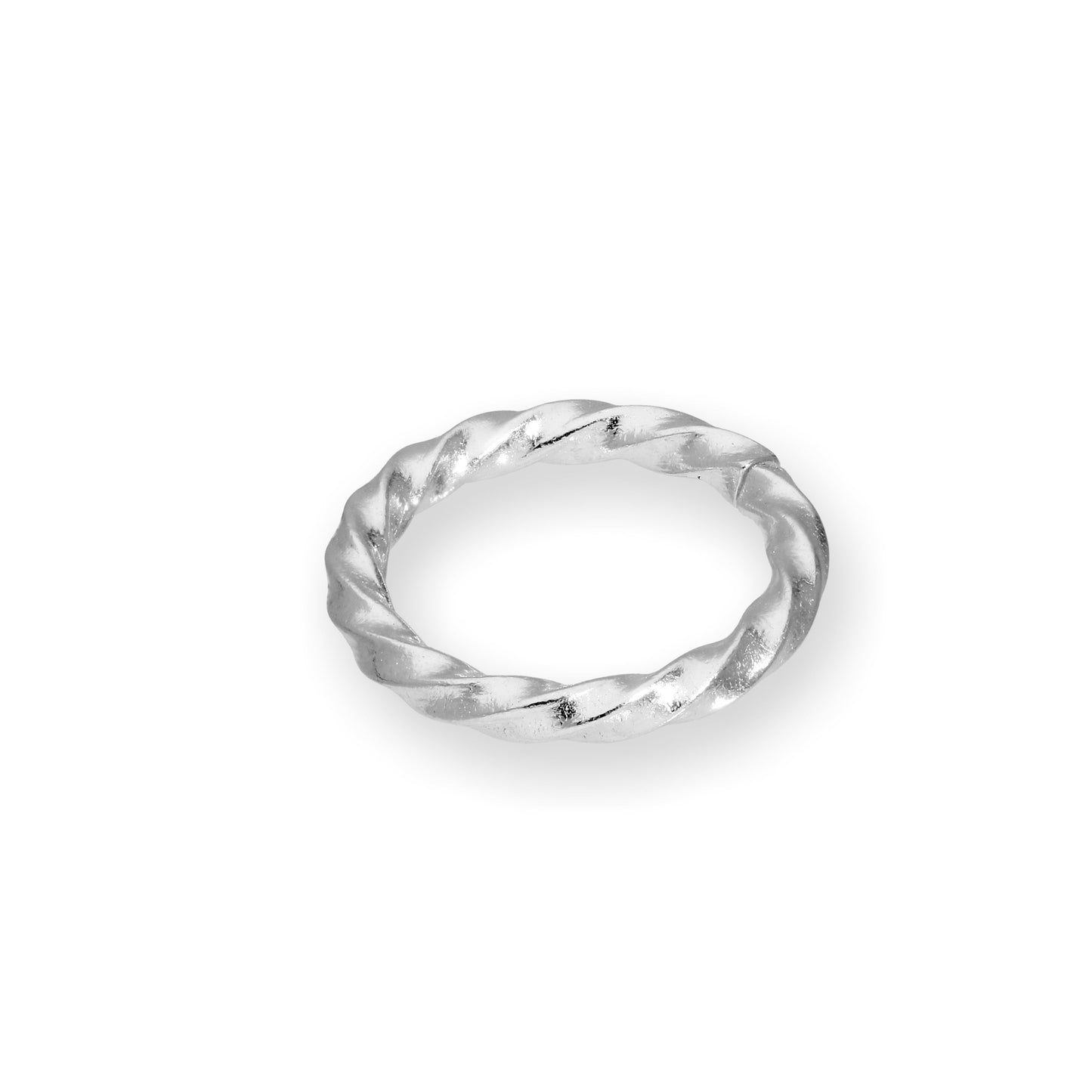 Anneau de jonction rond torsadé non soudé en argent sterling de 1 mm x 8 mm
