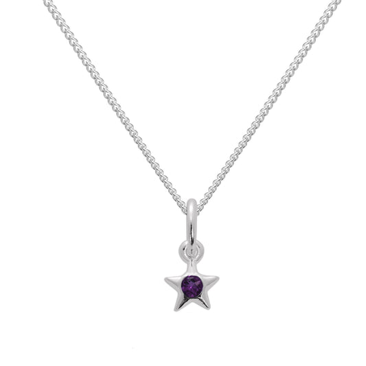 Collier avec pendentif étoile en argent sterling et améthyste CZ, pierre de naissance de février, 35 à 81 cm