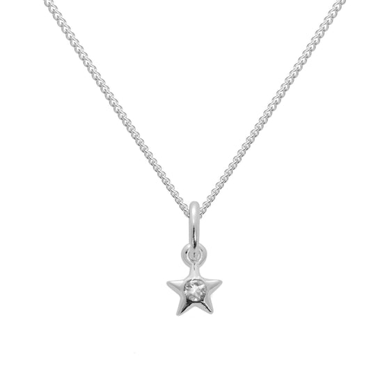 Collier avec pendentif étoile en argent sterling et cristal CZ transparent, pierre de naissance d'avril, 14 à 32 pouces