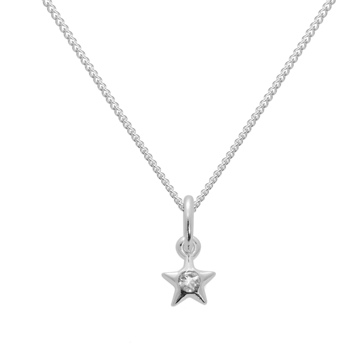 Collier avec pendentif étoile en argent sterling et cristal CZ transparent, pierre de naissance d'avril, 35 à 81 cm