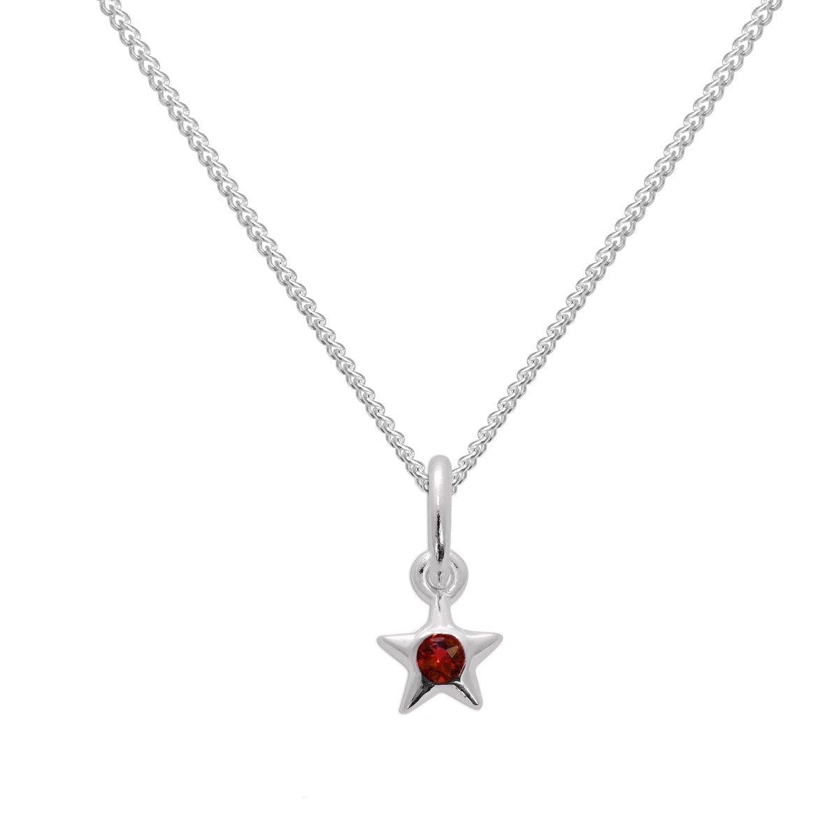 Collier avec pendentif étoile en argent sterling et cristal rubis CZ, pierre de naissance de juillet, 35 à 81 cm