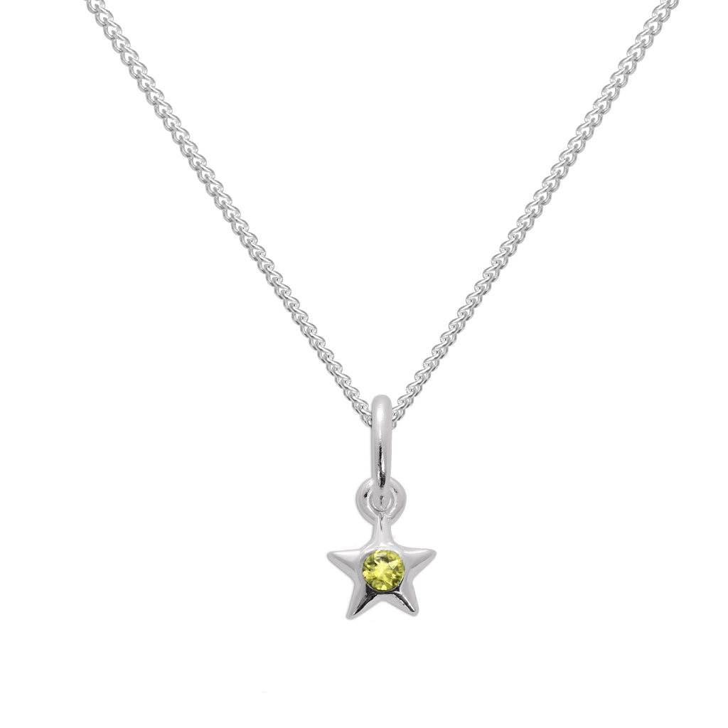 Collier avec pendentif étoile en argent sterling et cristal péridot CZ, pierre de naissance d'août, 35 à 81 cm