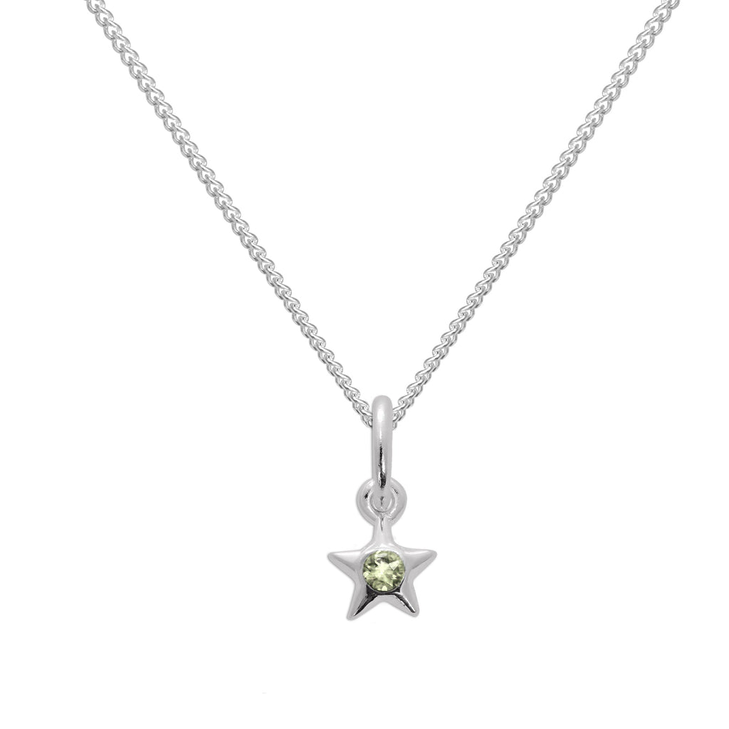 Collier avec pendentif étoile en argent sterling et cristal péridot CZ, pierre de naissance d'août, 35 à 81 cm