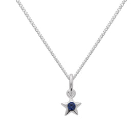 Collier avec pendentif étoile en argent sterling et saphir CZ, pierre de naissance de septembre, 35 à 81 cm