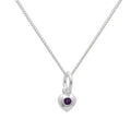 Collier cœur en argent sterling et cristal CZ améthyste, pierre de naissance de février