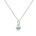 Collier en argent sterling et cristal CZ aigue-marine en forme de cœur avec pierre de naissance de mars