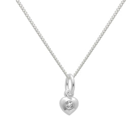 Collier en argent sterling et cristal CZ transparent avec pierre de naissance d'avril en forme de cœur