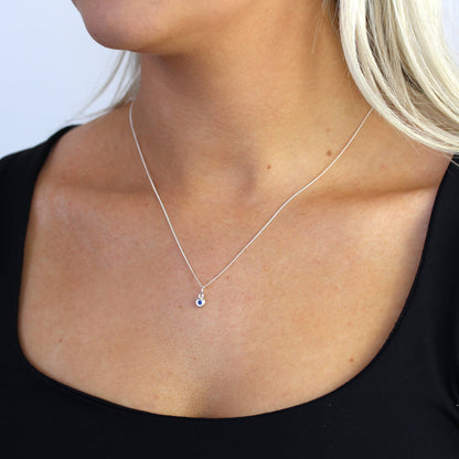 Collier cœur en argent sterling et cristal saphir CZ, pierre de naissance de septembre