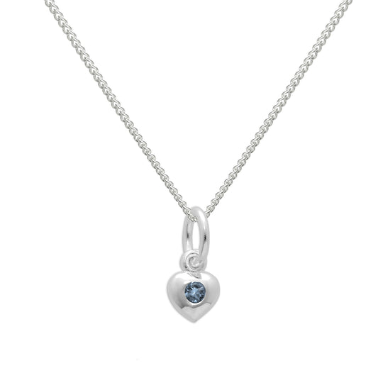 Collier cœur en argent sterling et cristal turquoise CZ, pierre de naissance de décembre