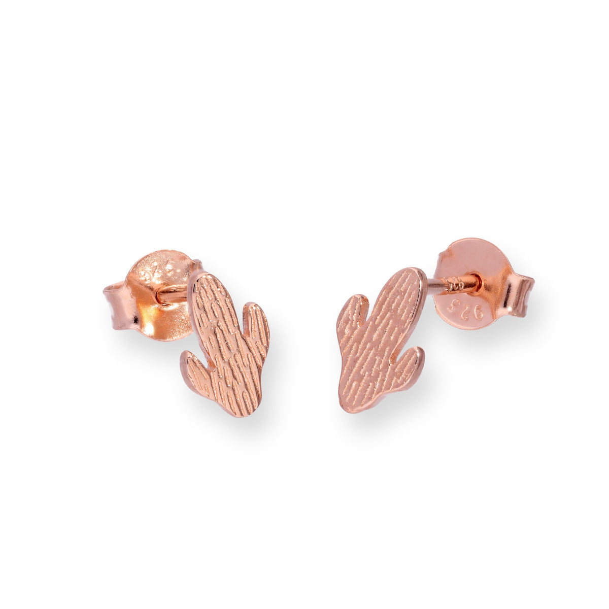 Boucles d'oreilles à tige en argent sterling plaqué or rose en forme de cactus