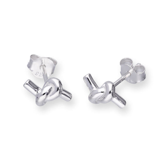 Boucles d'oreilles à tige en argent sterling avec corde nouée