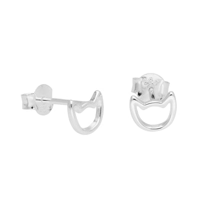 Boucles d'oreilles à tige en argent sterling avec contour de tête de chat