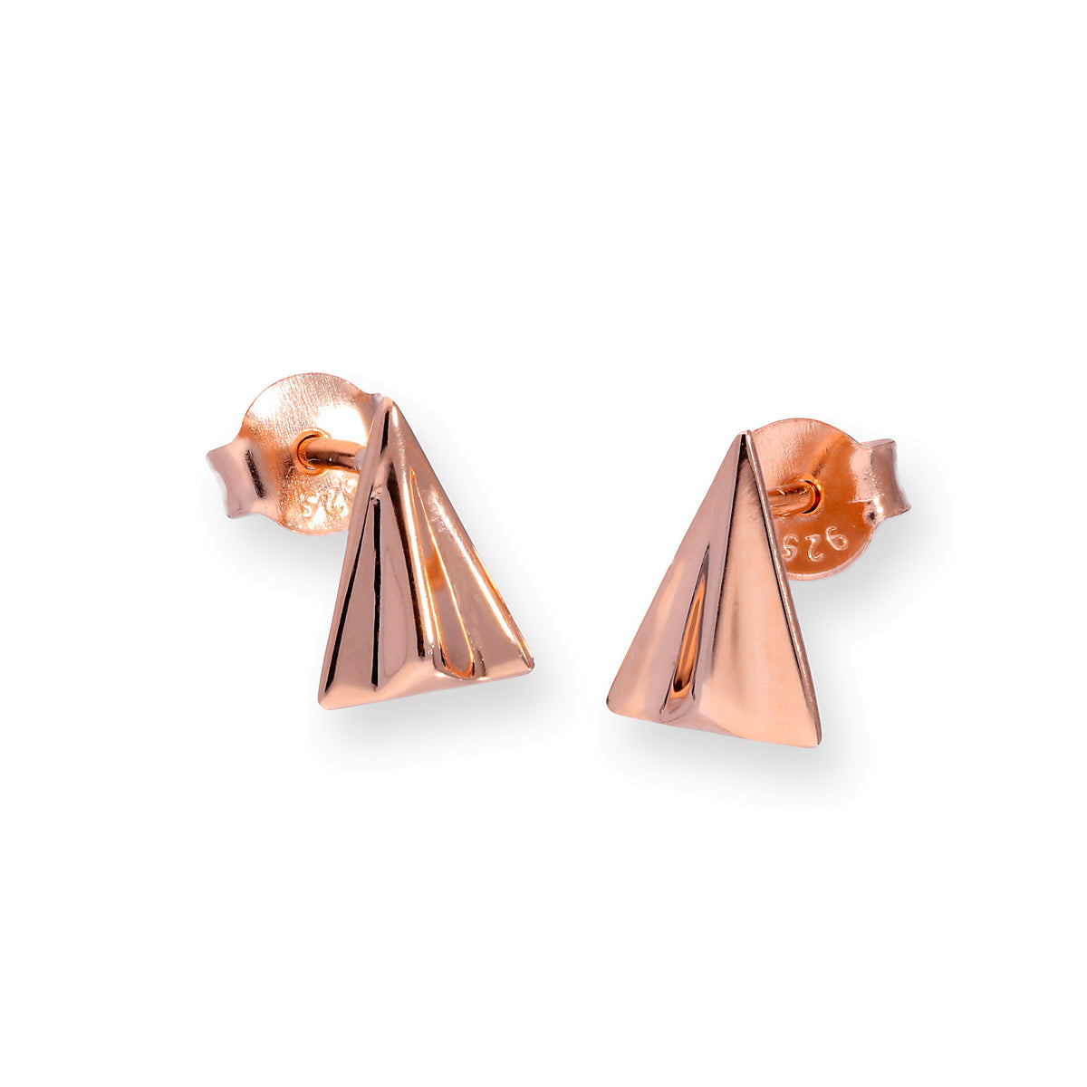 Boucles d'oreilles à tige en argent sterling plaqué or rose en forme d'avion en papier